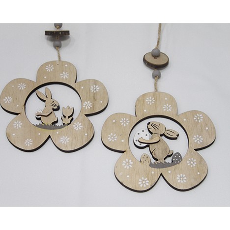 Woodenhanger Flower XL with Bunny 12x12x0,8cm