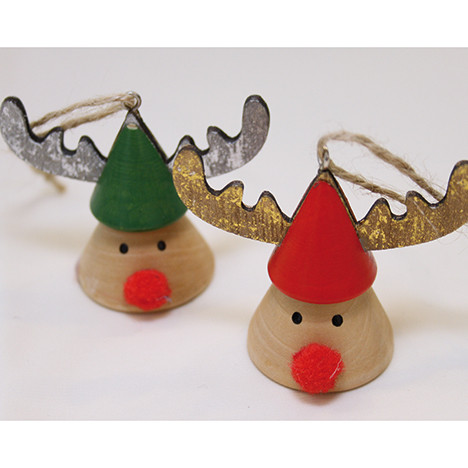 Wooden elk in cone shape 6x5,3x4cm, 2 assorted