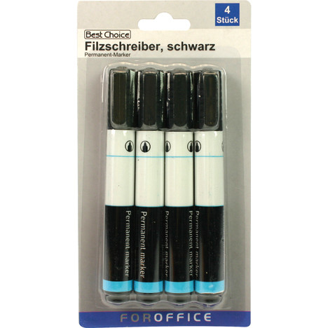 Permanentmarker 4pcs Set black 13cm