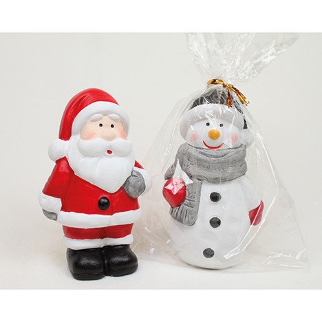 Santa o. Snowman ceramic 9x5cm in cello.