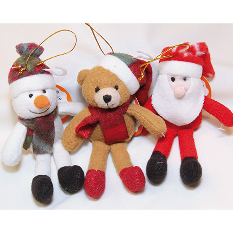 Plush figure 15x10cm Santa, snowman or bear