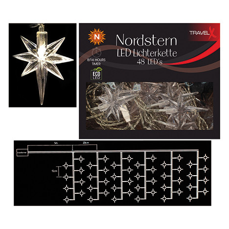 LED Lichterkette Polarstern 48 LED Acryl, 1,5m