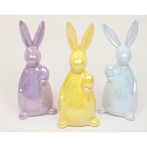 Luxus Hase 13,5x6cm glänzend, 3 Farben sortiert