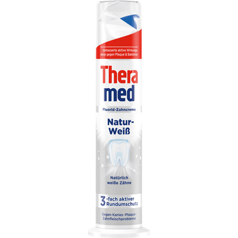 Theramed 100ml natural white in dispenser