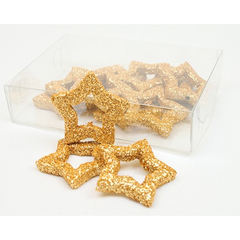 Glitzerdekosterne 12er Pack, gold, je Stern 3,5cm