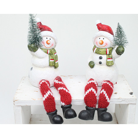 Ceramic snowman edge seat 22x6cm
