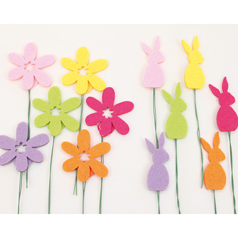 Metal wire deco. w. feltfigure set of 6! 13x4cm