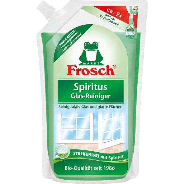 Frosch Glass Cleaner Spirit 950ml Refill Bag