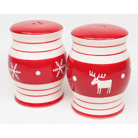 Salt shaker 7,5x5,5cm red/white moose design