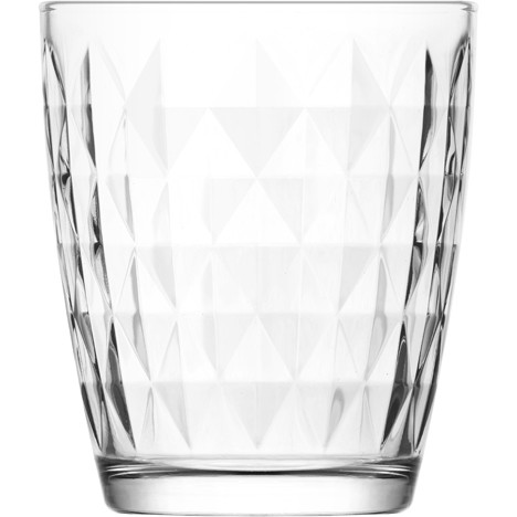 Glass water glass 340ml, diamond structure,