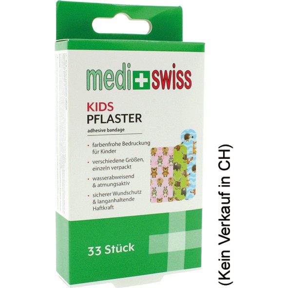 Plaster strips Medi+Swiss Kids 33pcs in 3 sizes