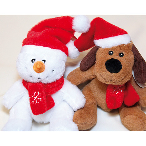 Plush figure XXL 14x14x13cm, snowman or dog
