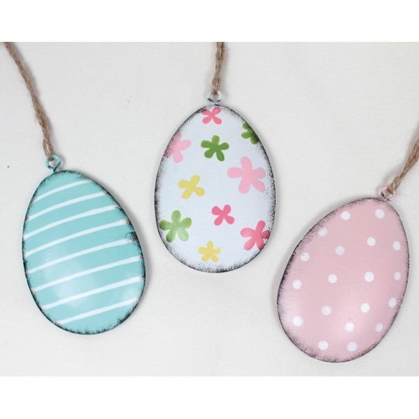 Metallaufhänger Osterei 'Frohe Ostern' 8x5cm