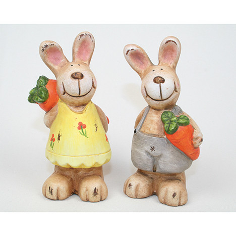 Ceramic bunny with carrot, 11x5x4cm