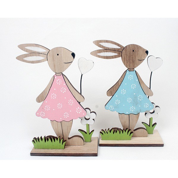 Bunnygirl 14x10x4cm made of wood on woodenstand