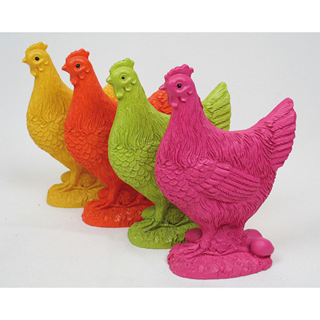 Chicken 9x6cm synthetic resin colors assorted