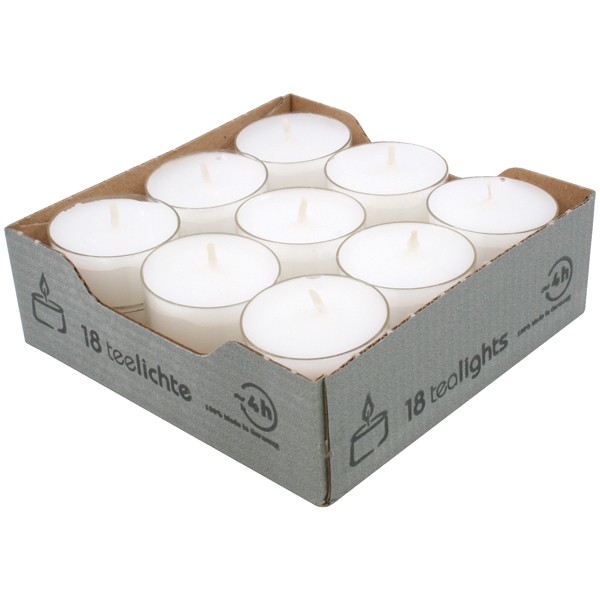 Tea Lights 18pcs White 100% Made in Germany