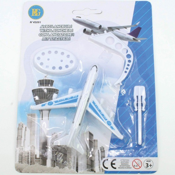 Flugzeug 10cm mit Abschiesser und Sockel