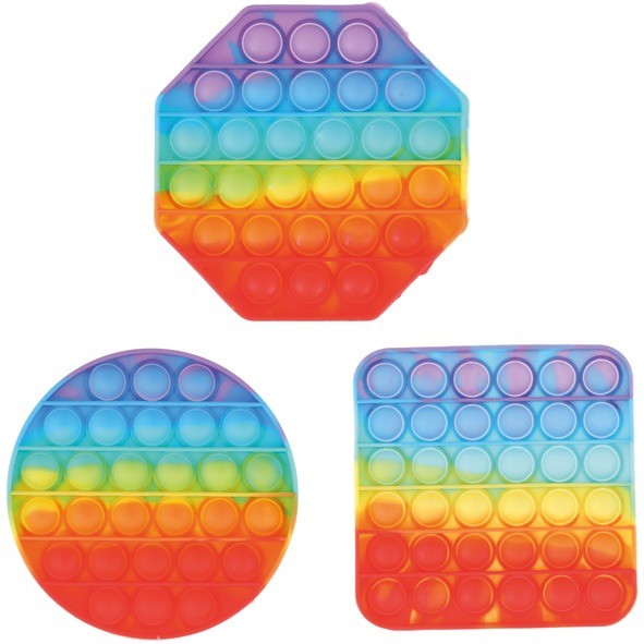 Bubble toy, square, round, octagonal, rainbow