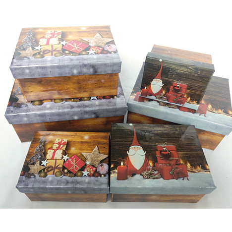 Geschenkbox 'Holzdesign' 6-fach sort.