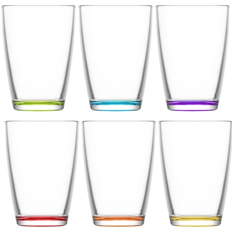 Glass water glass 6pcs set colored 345ml gift box