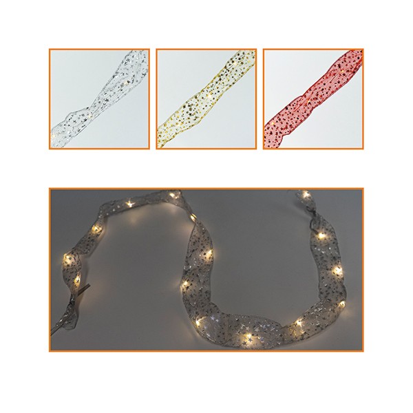 LED Band Organza, 3-fach sort. 15 LEDs, warmweiß