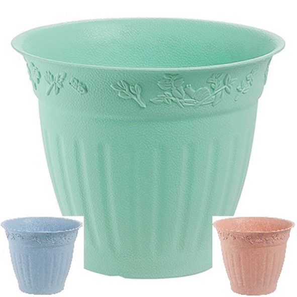 Flower pot 16x14cm round, with textured surface,