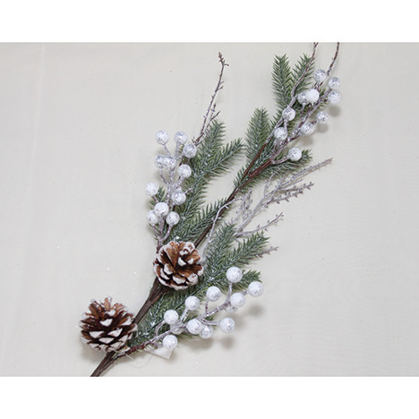Deco.branch firtree XXL 68x16cm w. white pearls