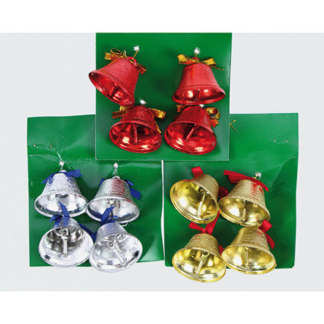 Bells of metal set of 4 on card 10x4x16cm