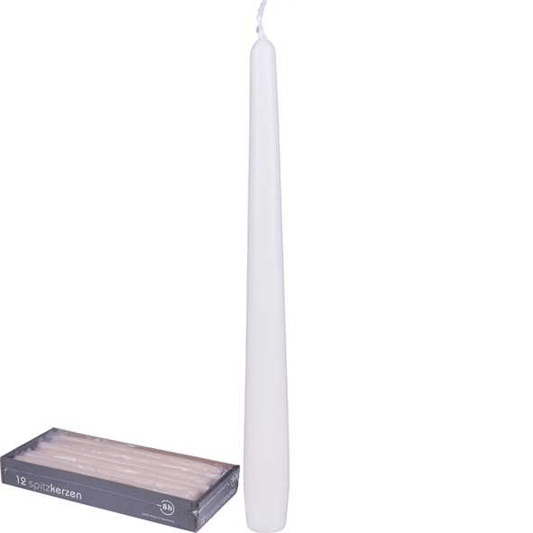 Taper Candles Set of 12 250x23mm white