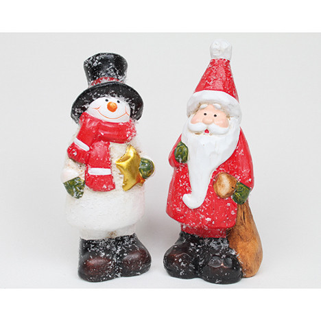 Ceramic Santa and snowman 13,5x6x4cm