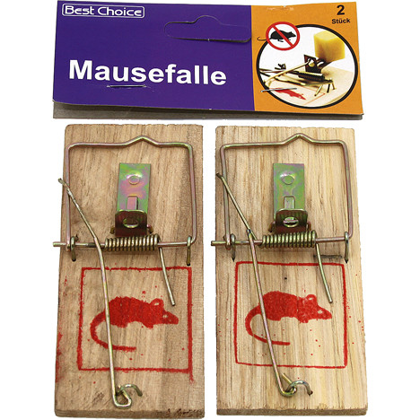 Mouse Trap 2pcs Wooden ea. 9.5x4.8cm in Poly Bag