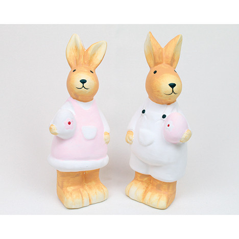 Ceramic Bunny w. egg pastel colours XL 13x5cm