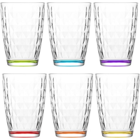 glass drinking glass 6pcs set 415ml colored
