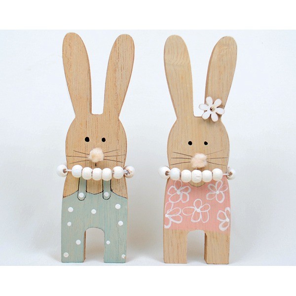 Hase XL 15x6cm mit Perlenkette aus Holz auf