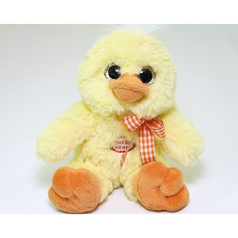 Duckling made of plush with big eyes and speech