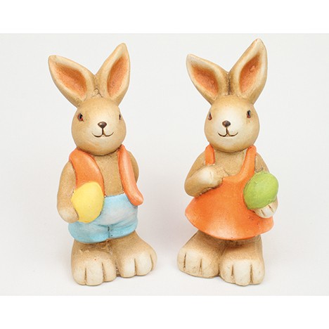 Ceramicbunny with egg 12x5x5cm, dress or pants