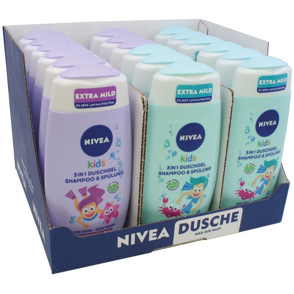 Nivea showergel Kids 3in1 250ml 18's mixed carton