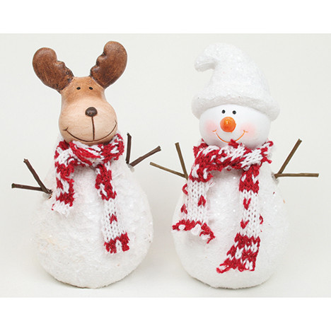 Snowman or Elk XL 13x9cm with knitted scarf
