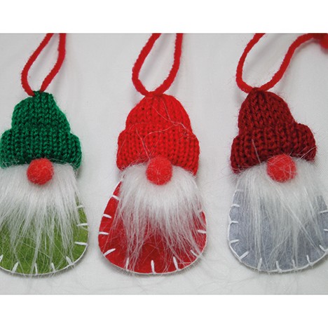 Felt Santa hanger 9x5cm, 3 assorted