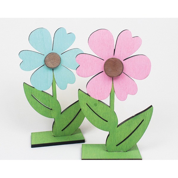 Wooden flower 14x8x3,5cm on wide stand