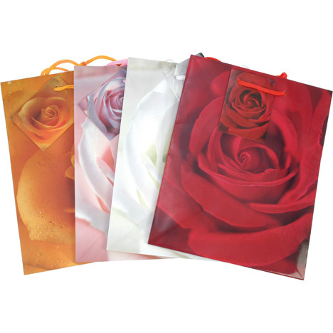 Giftbag Rose motive middle, 23x18cm assorted