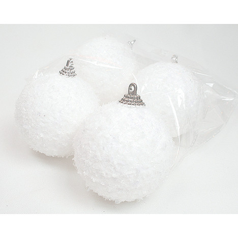Decorative snow balls each 6cm set of 4 polyfoam