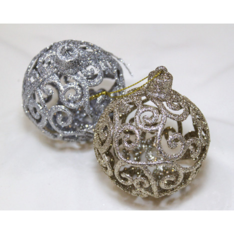 Plastic tree ball each 8cm, gold or silver