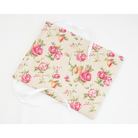 Linen fabric bag with 'roses' 20x16cm