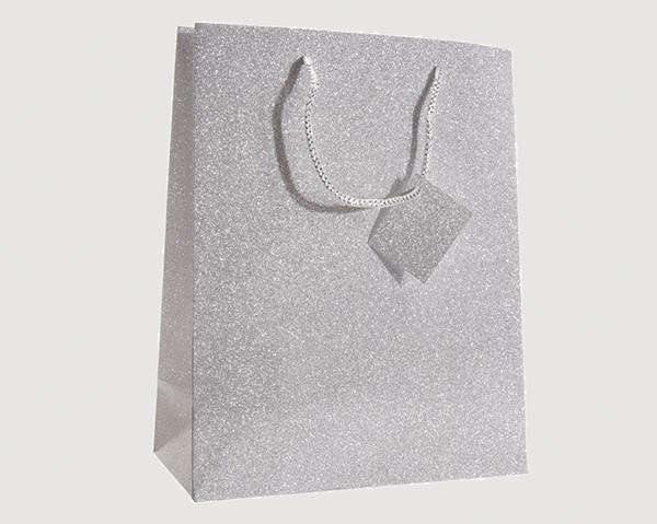 Geschenktasche LUXUS deluxe silber, 26x21cm