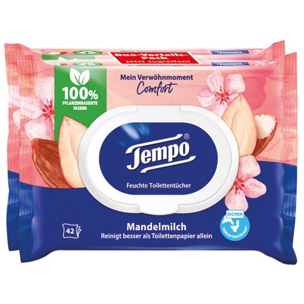 Tempo wet wipes 2x42pcs almondoil