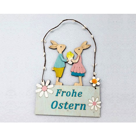 Wooden sign with metal hanger 14x11cm
