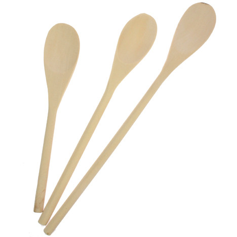 Cooking Spoon 3pc Set Wooden 30cm, 25.5cm, 21cm