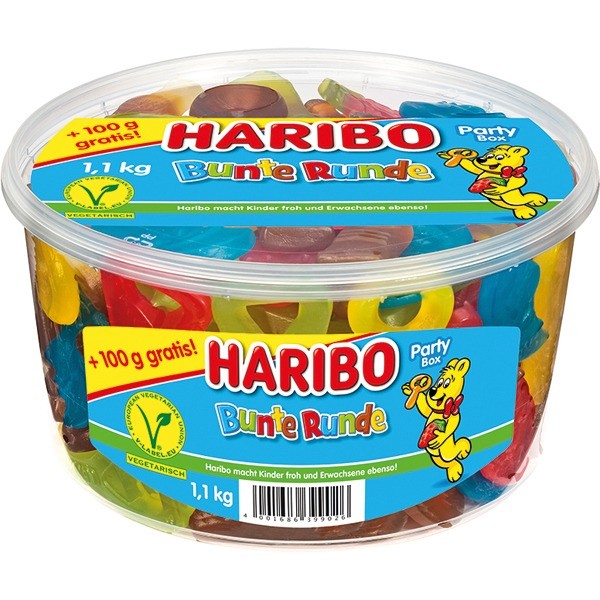 Food Haribo round tin 1.1kg Bunte Runde